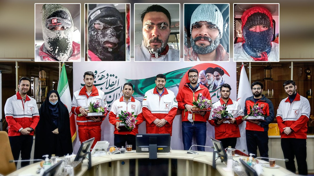 تقدیر رئیس جمعیت هلال‌احمر از جان‌فشانی امدادگران و نجاتگران با صورت‌های یخی